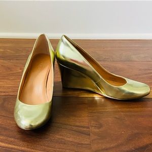 JCrew gold wedges